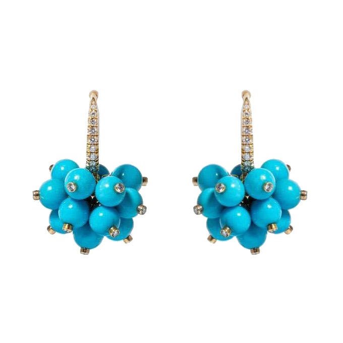 Aletto Brothers - Turquoise Diamond Cluster Drop Earrings