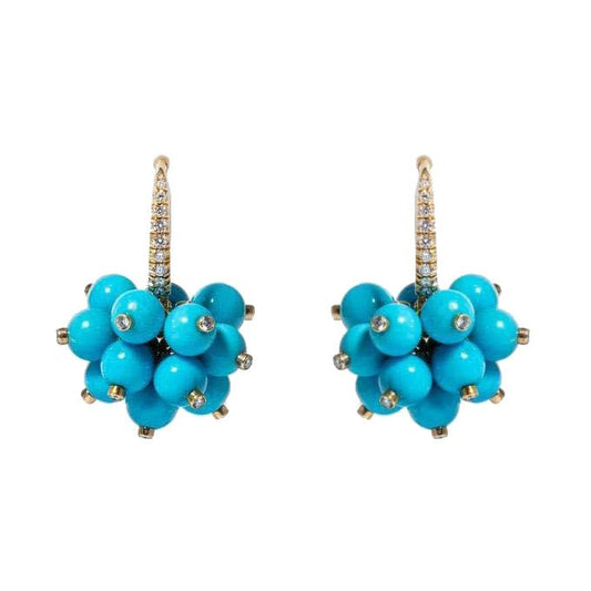 Aletto Brothers - Turquoise Diamond Cluster Drop Earrings