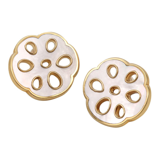 Angela Cummings - 18k Yellow Gold Mother-of-Pearl Lotus Earrings