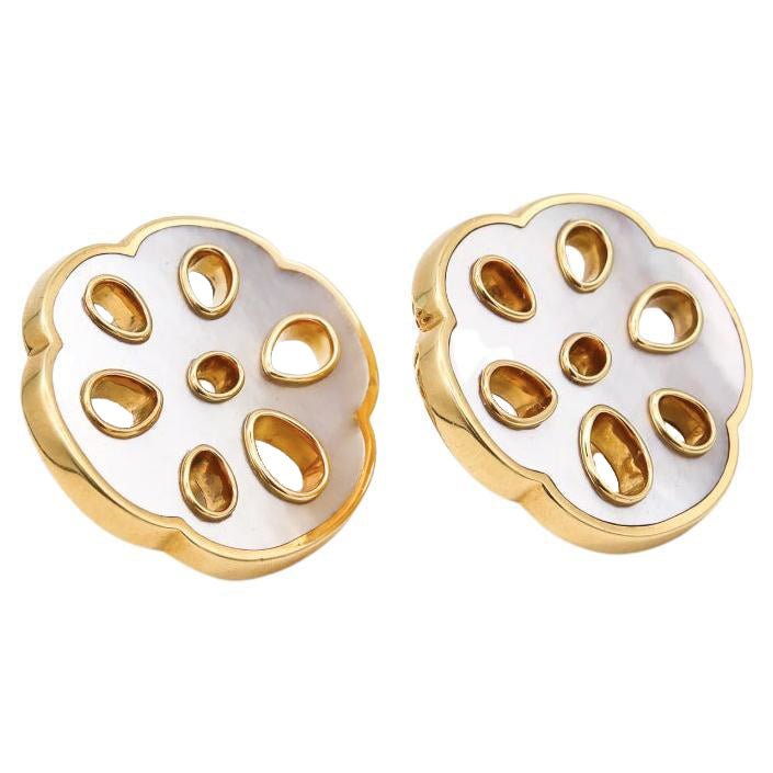 Angela Cummings - 18k Yellow Gold Mother-of-Pearl Lotus Earrings