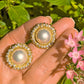 Bielka - 18k Gold Mabe Pearl Diamond Sunflower Earrings