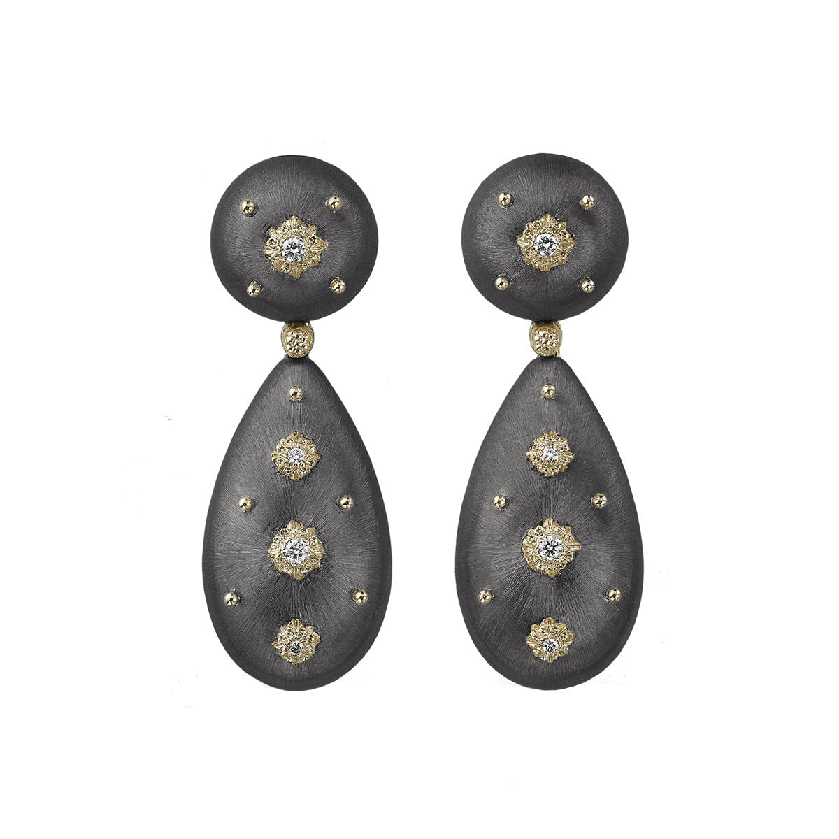 Buccellati - 18k Black Gold Diamond Macri Pendant Earrings