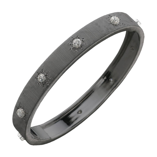 Buccellati - 18k Black Gold Diamond Wide Macri Bangle