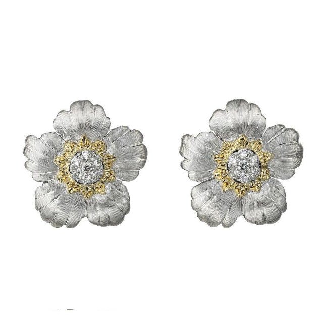 Buccellati - 18k Gold Diamond Daphne Flower Earrings