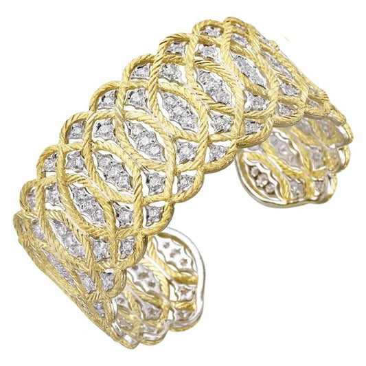 Buccellati - 18k Gold Diamond Étoilée Cuff Bracelet