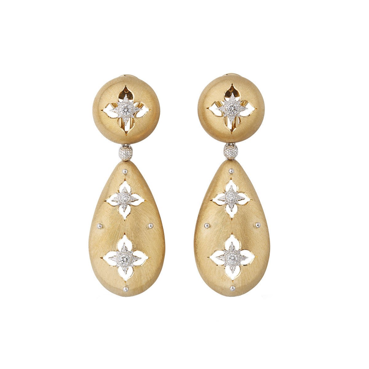 Buccellati - 18k Gold Diamond Macri Giglio Pendant Earrings