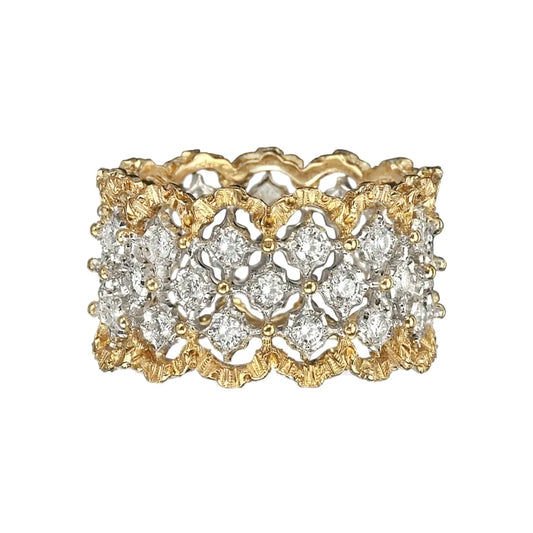 Buccellati - 18k Gold Diamond Rombi Band Ring