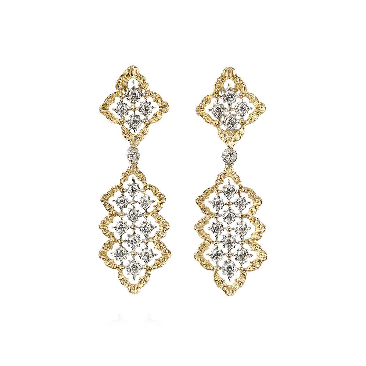 Buccellati - 18k Gold Diamond Rombi Drop Earrings