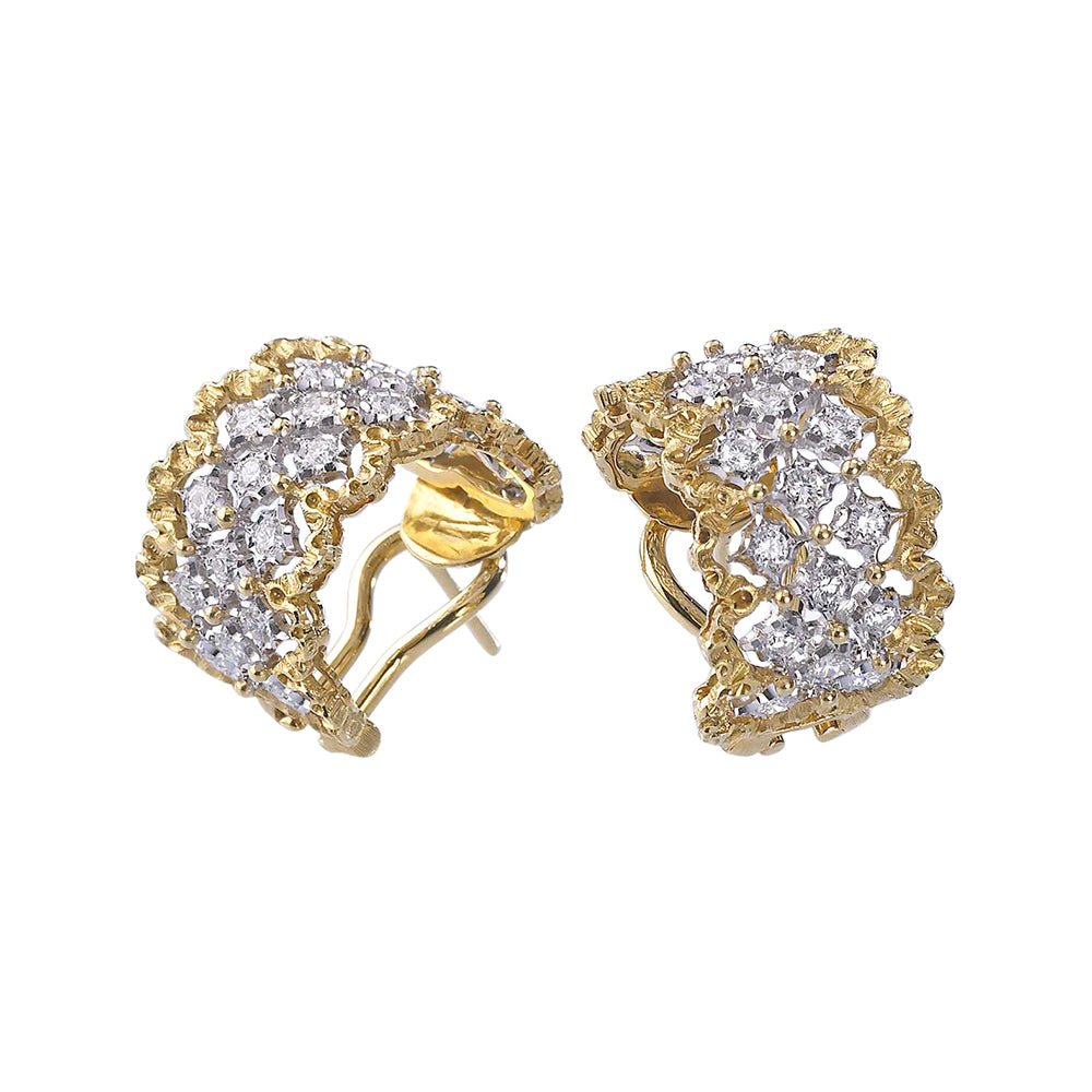 Buccellati - 18k Gold Diamond Rombi Hoop Earrings