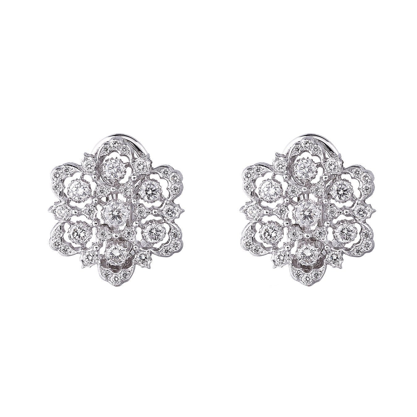 Buccellati - 18k White Gold Diamond Ghirlanda Earrings