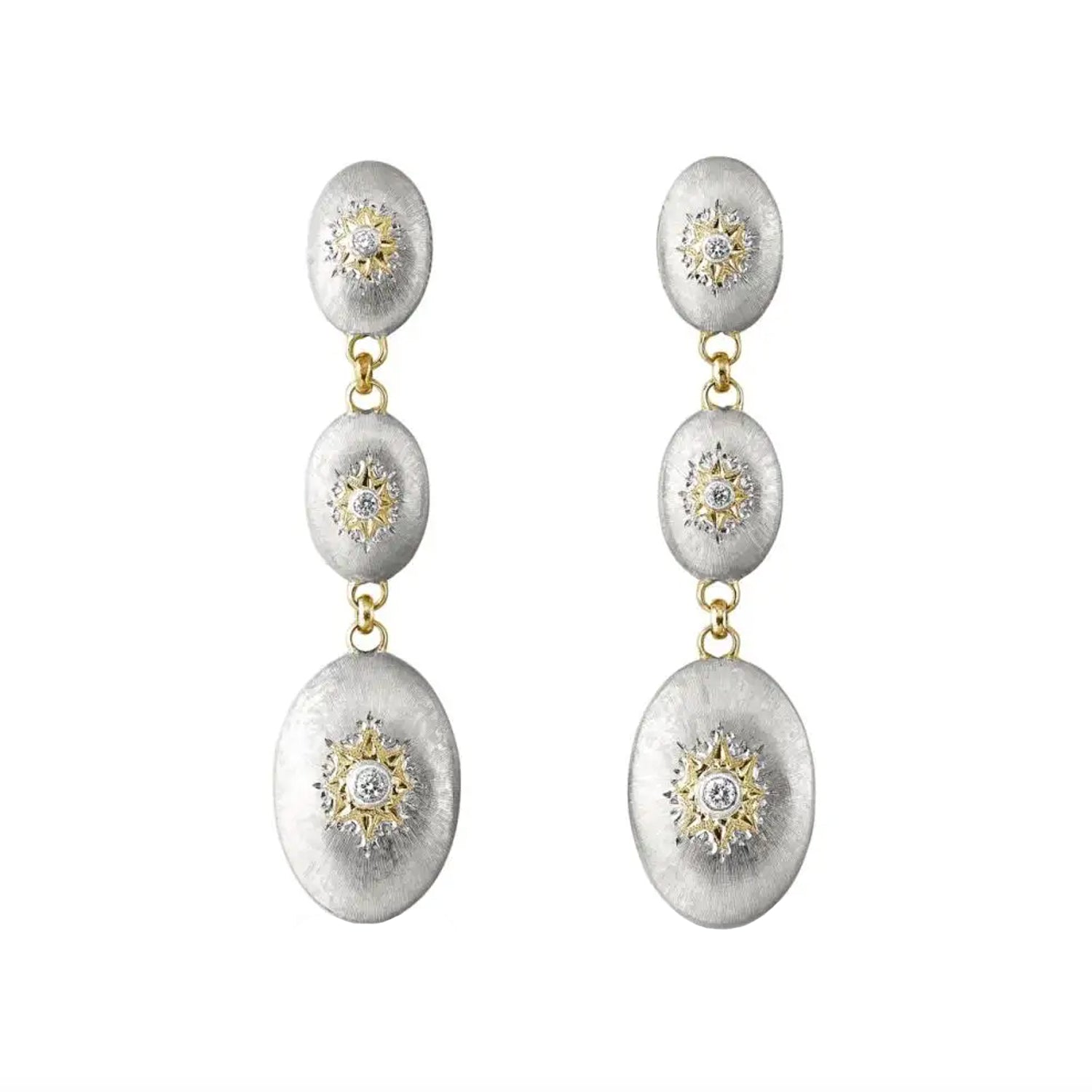 Buccellati - 18k White Gold Diamond Macri Drop Earrings