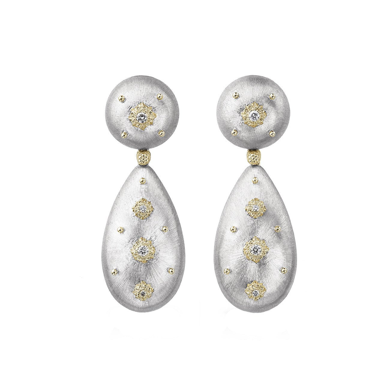 Buccellati - 18k White Gold Diamond Macri Pendant Earrings