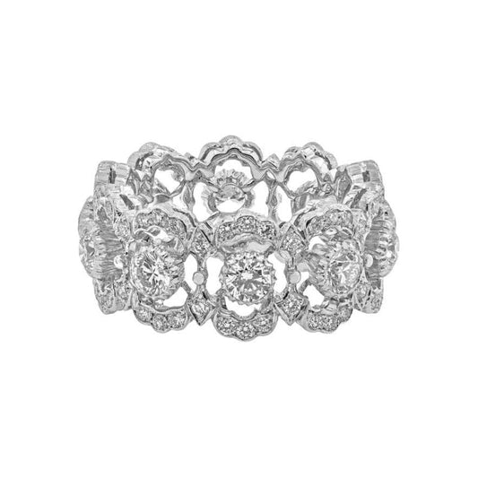 Buccellati - 18k White Gold Diamond Tulle Ghirlanda Band