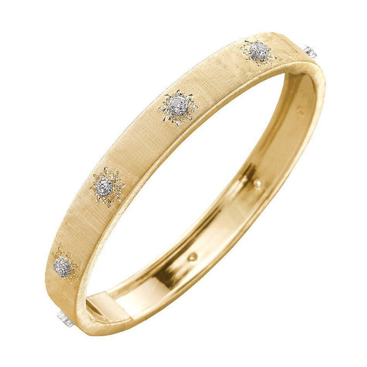 Buccellati 18k Yellow Gold Diamond Macri Wide Bangle Bracelet