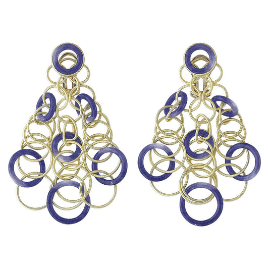 Buccellati - 18k Yellow Gold Lapis Medium Hawaii Earrings