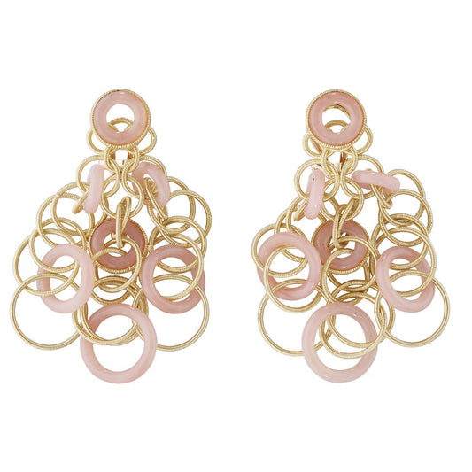 Buccellati - 18k Yellow Gold Pink Opal Small Hawaii Earrings
