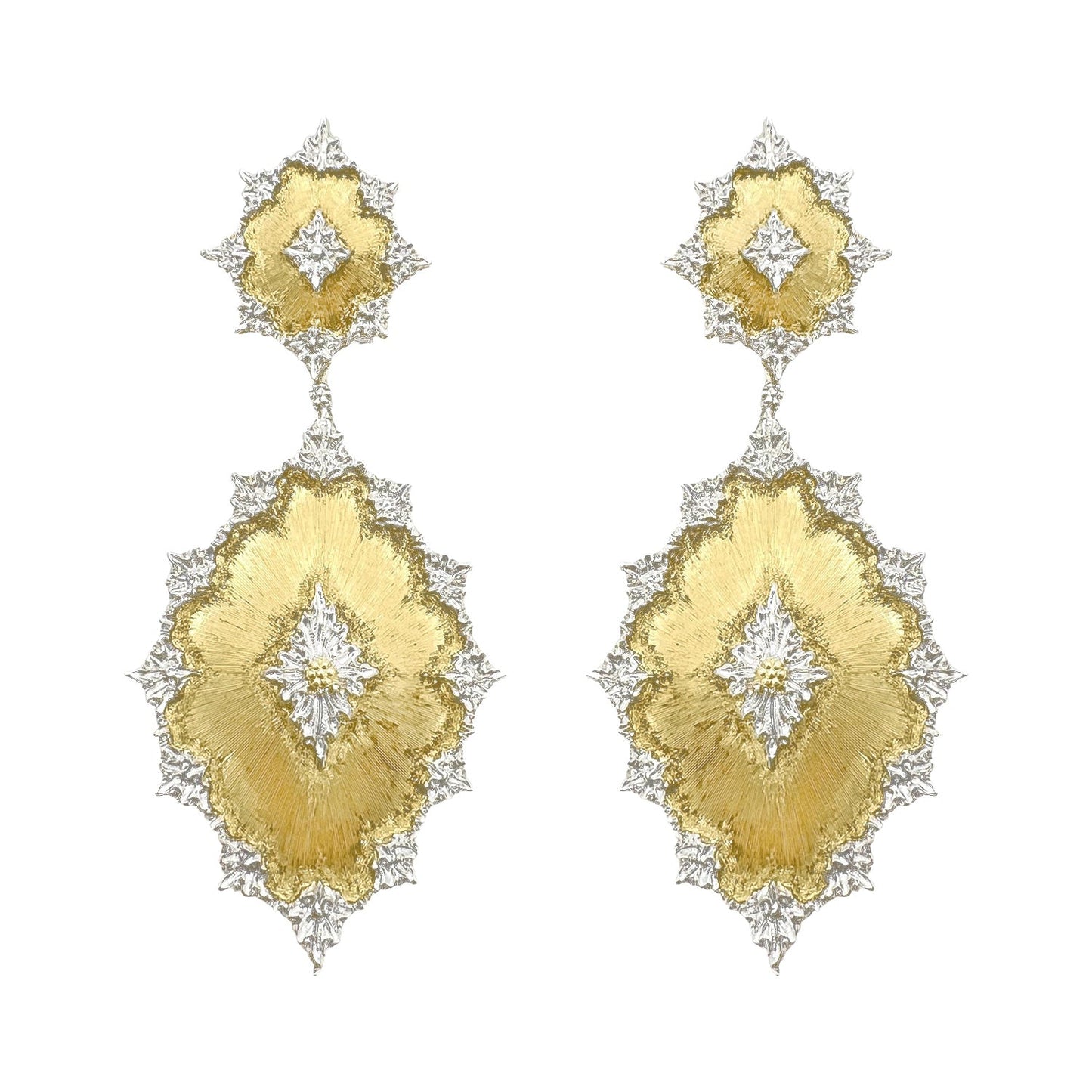 Buccellati - Estate 18k Yellow & White Gold Pendant Earrings