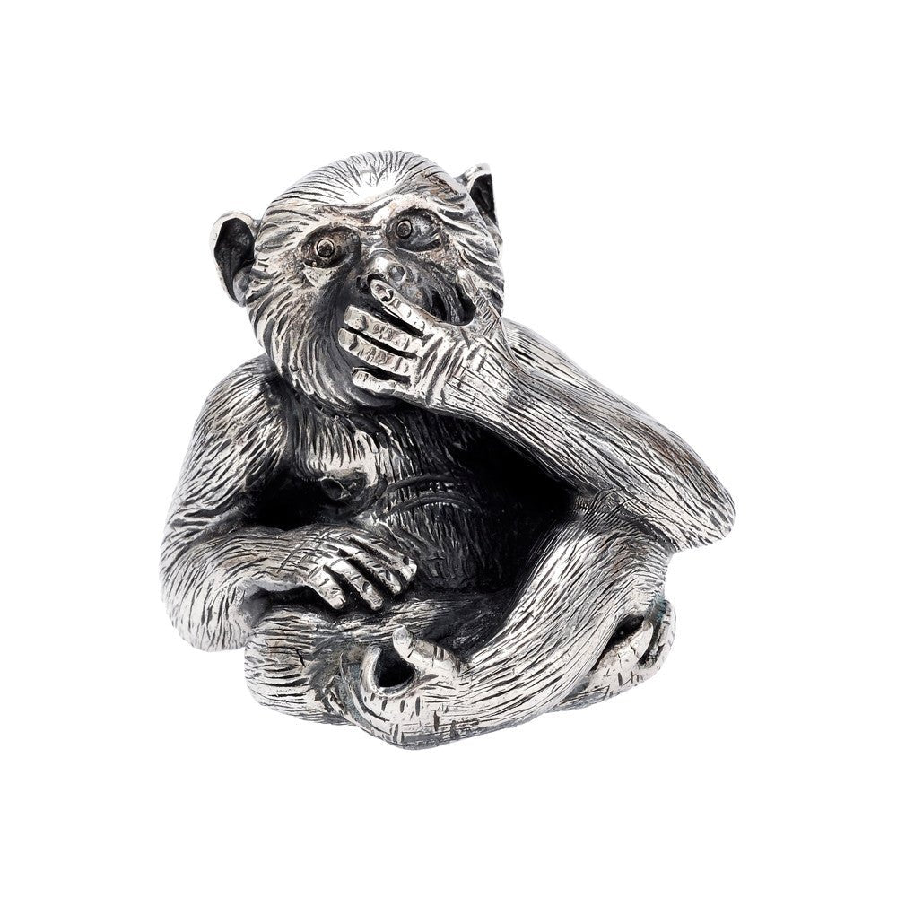 Buccellati Silver - Small Silver 'Speak No Evil' Monkey Sculpture