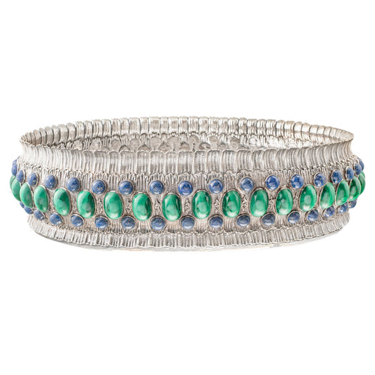 Buccellati - Sterling Silver Malachite Lapis Centerpiece Bowl