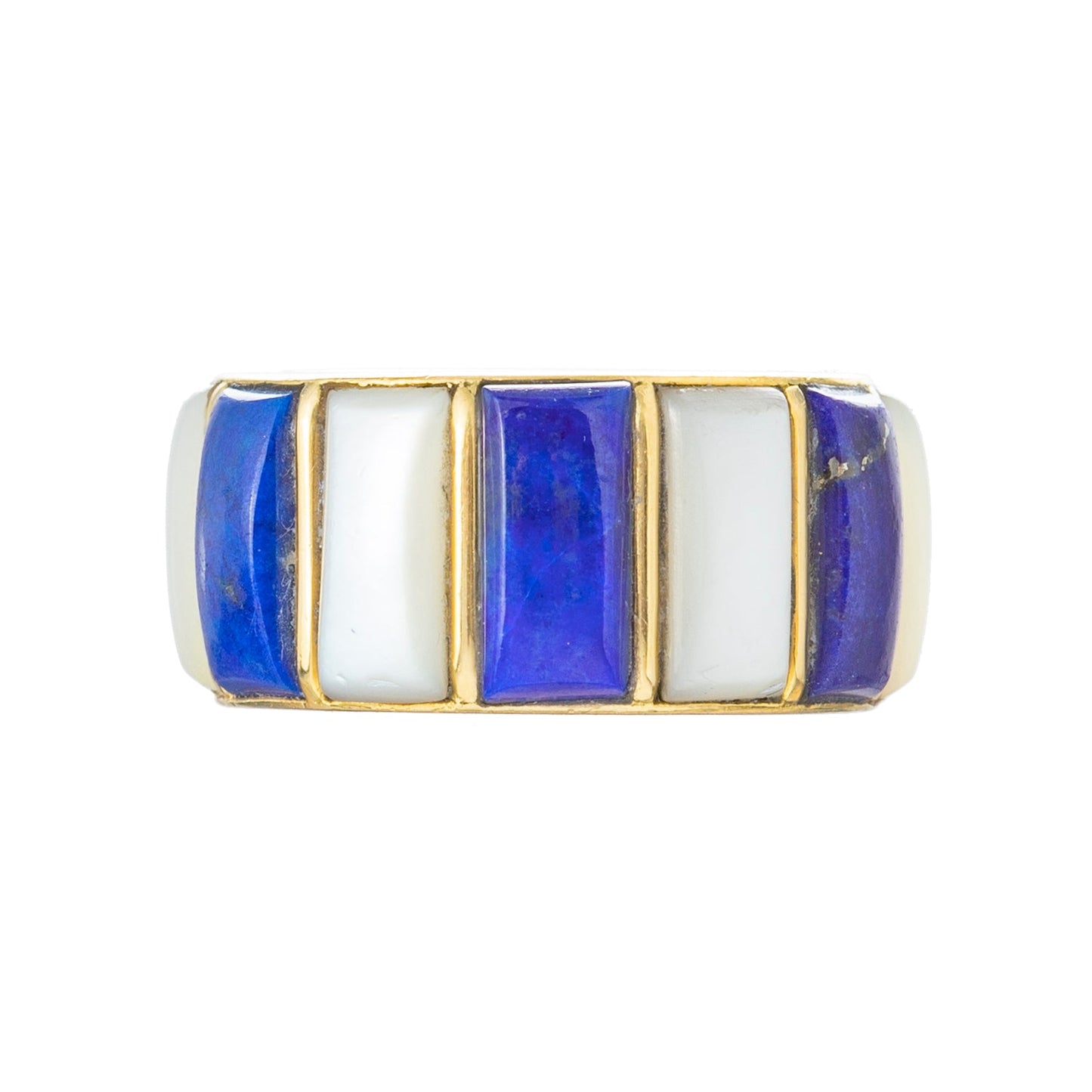 Cartier - 18k Gold Lapis Mother-of-Pearl Band Ring