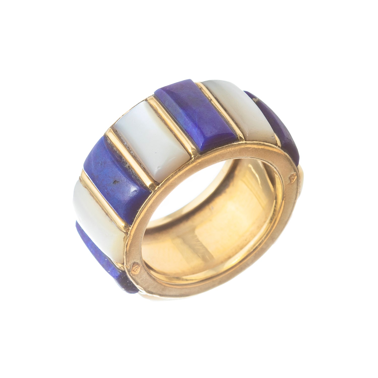 Cartier - 18k Gold Lapis Mother-of-Pearl Band Ring