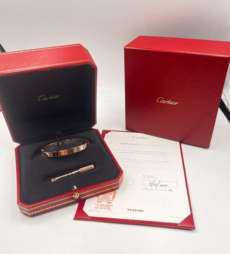 Cartier LOVE Bracelet Rose Gold 17 Regular New Screw System