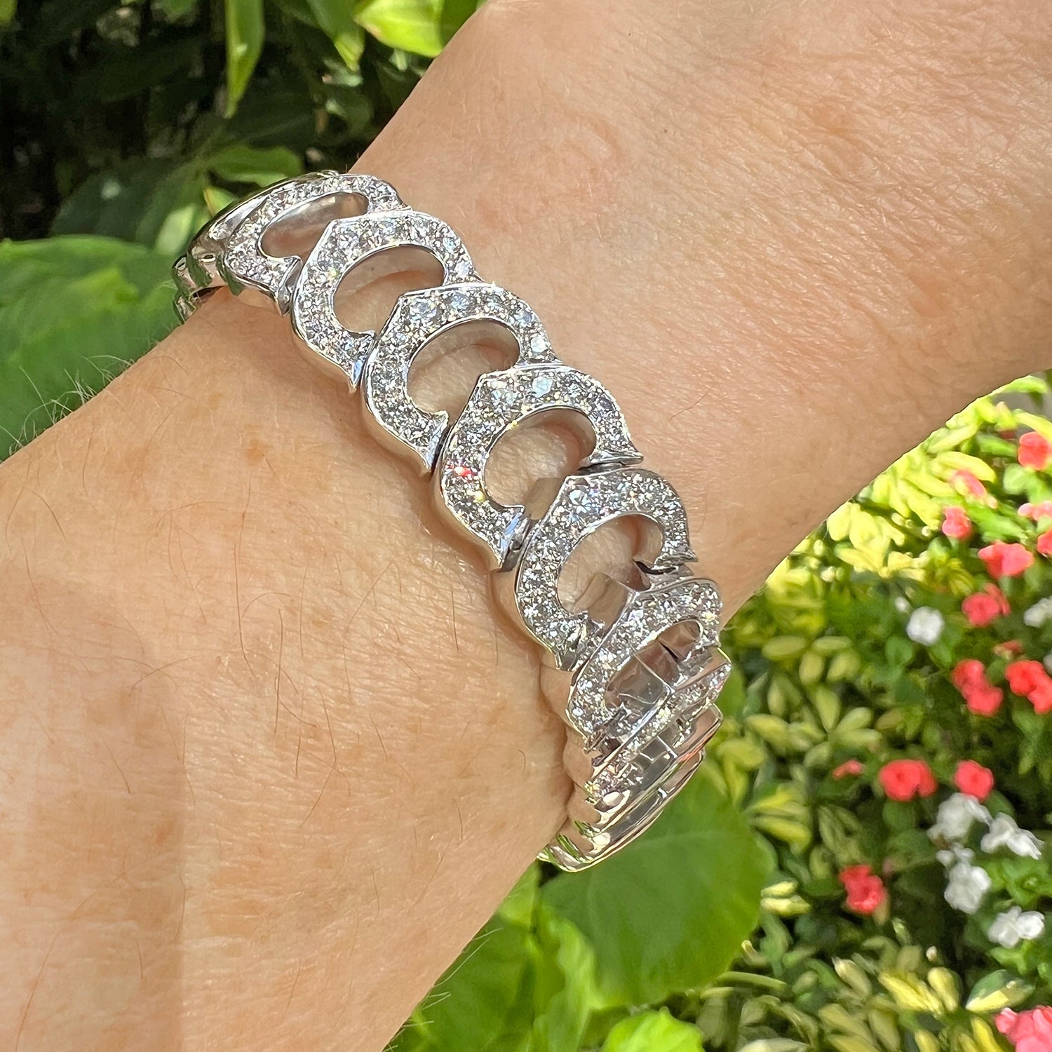 Cartier - 18k White Gold Diamond 'C' de Cartier Bracelet