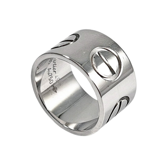 Cartier - 18k White Gold Wide LOVE Band Ring