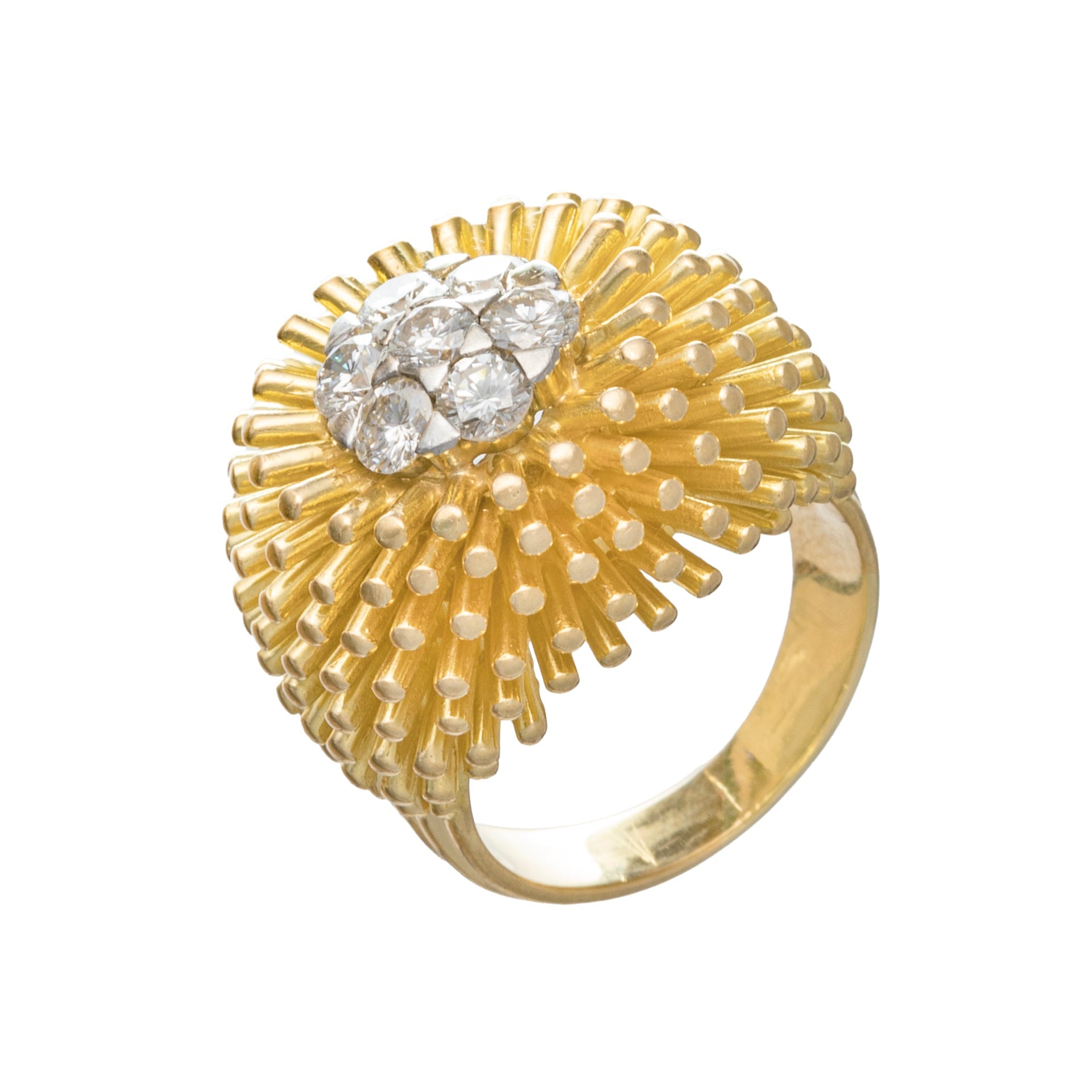 Cartier - 18k Yellow Gold Diamond Cactus Flower Ring