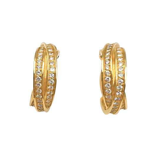 Cartier - 18k Yellow Gold Trinity Diamond Hoop Earrings