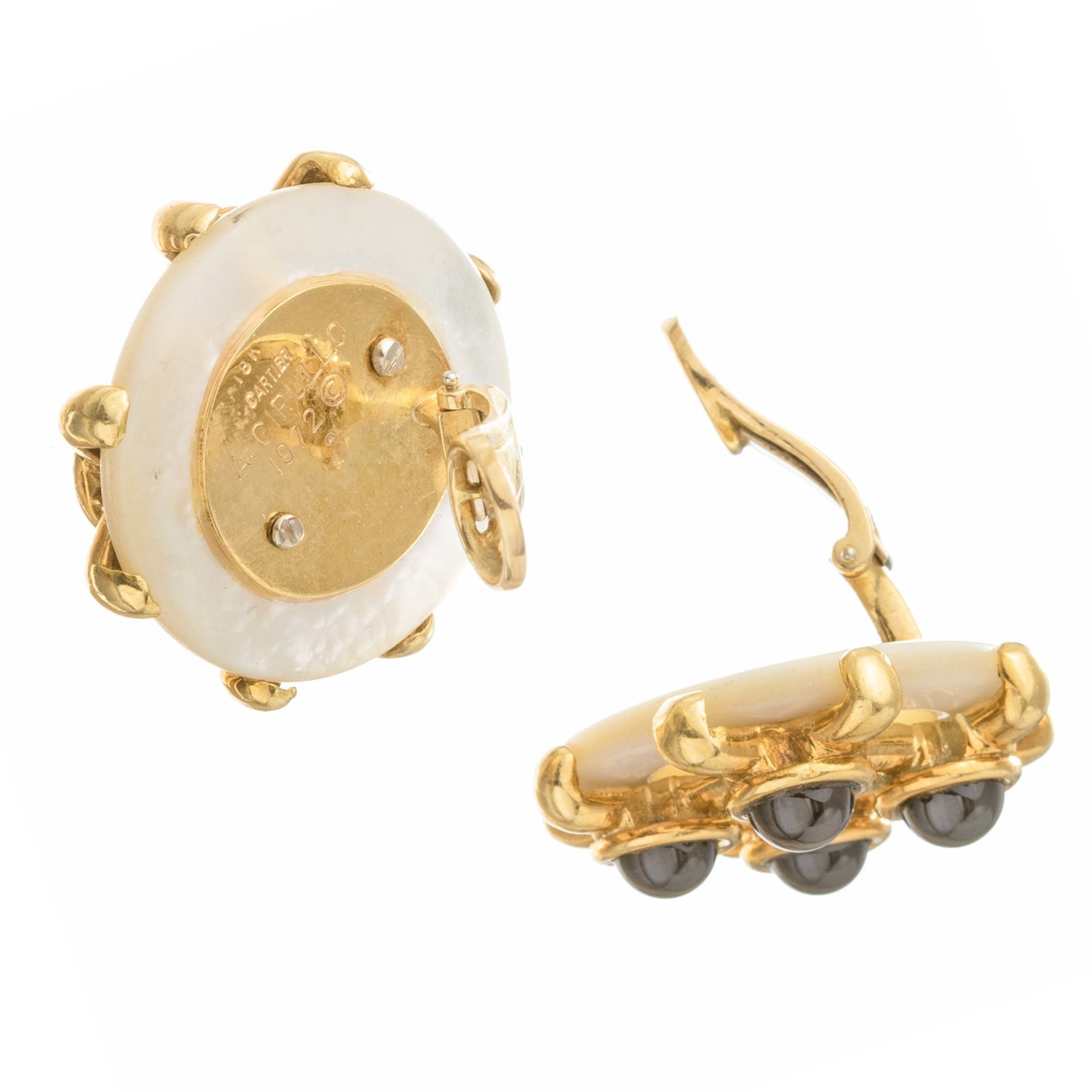 Cartier - Aldo Cipullo 18k Gold Mother-of-Pearl Onyx Earrings