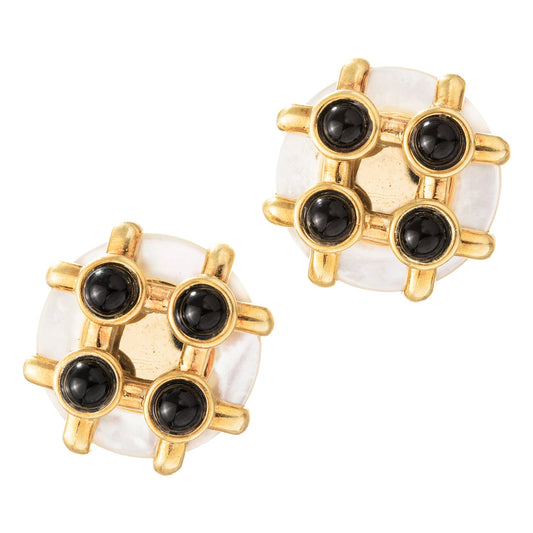 Cartier - Aldo Cipullo 18k Gold Mother-of-Pearl Onyx Earrings