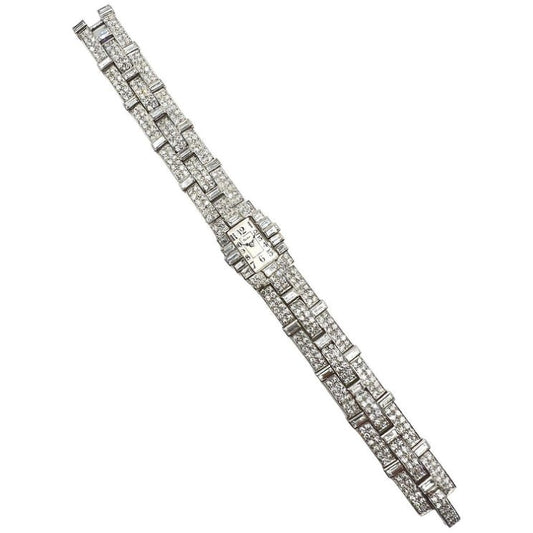 Cartier - Art Deco Platinum Diamond Ladies' Wristwatch