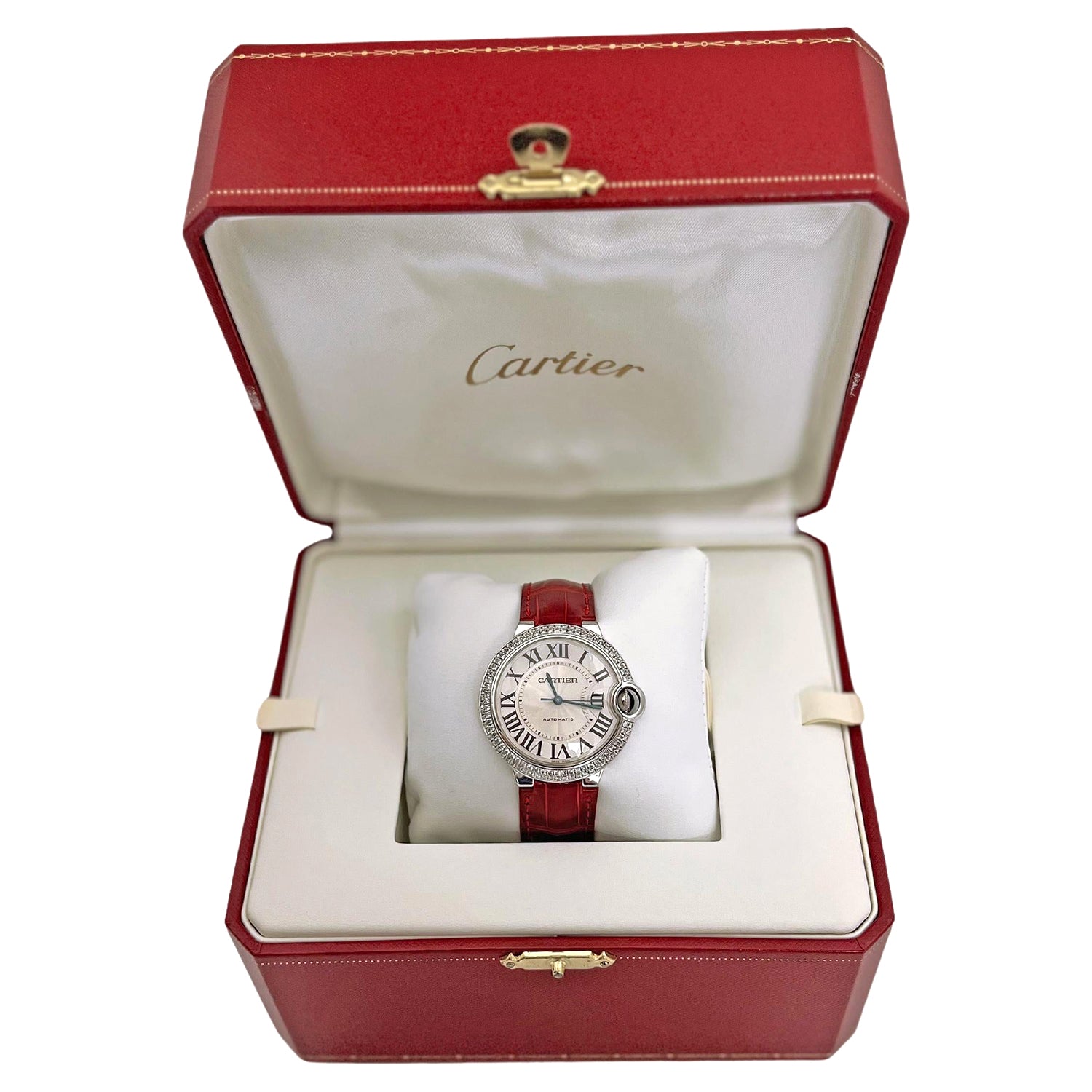 Cartier Ballon Bleu 36 White Gold Diamond Greenleaf Crosby