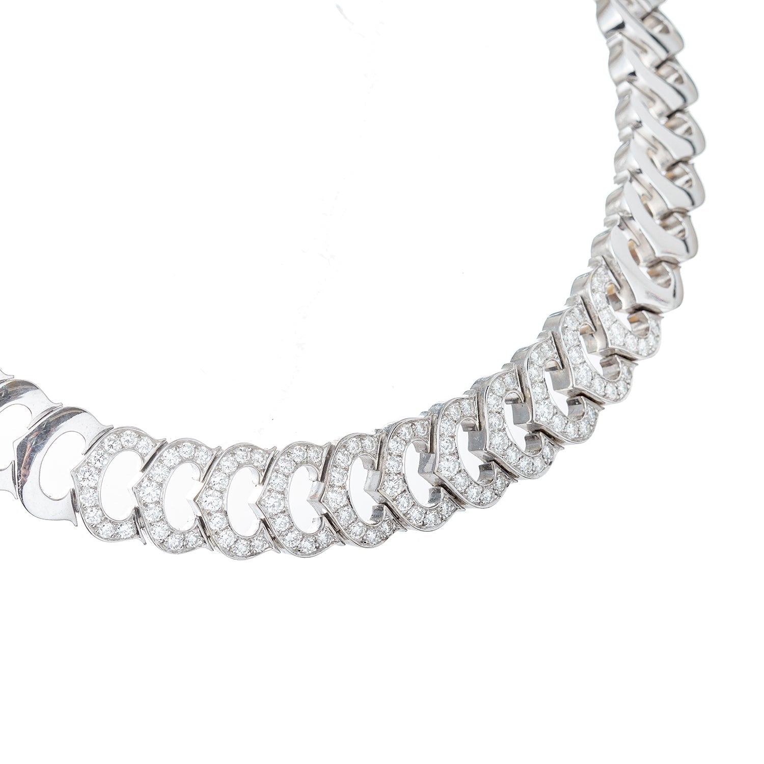 18k White Gold Diamond C de Cartier Necklace Greenleaf Crosby