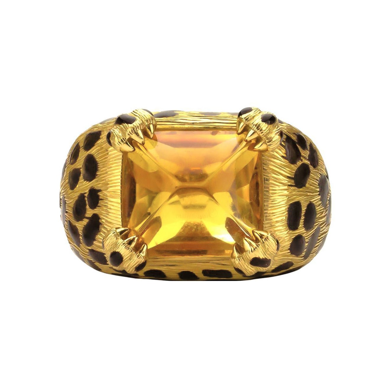 Christian Dior - 18k Yellow Gold Citrine Leopard Spot Ring