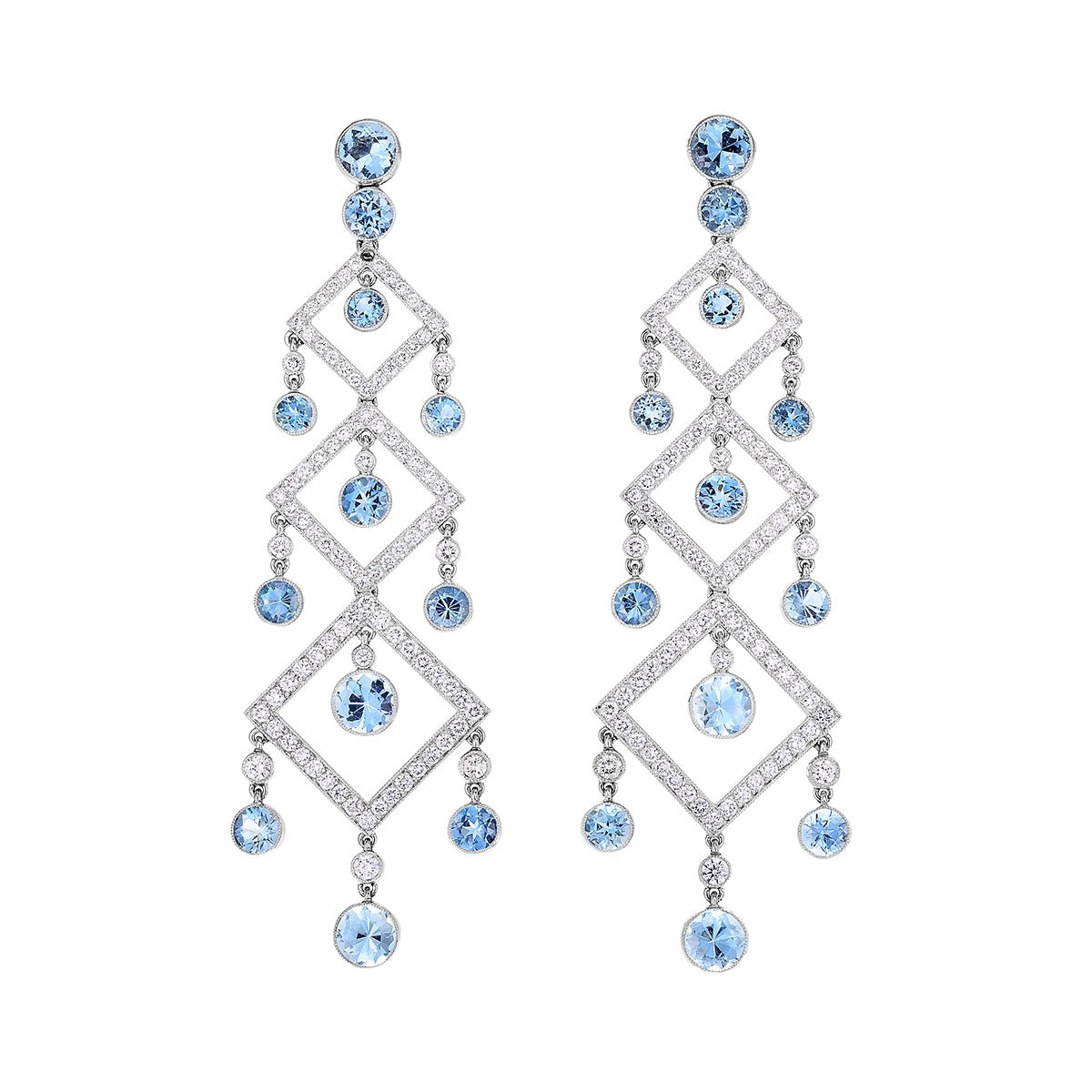 Cicada - Aquamarine Diamond Chandelier Earrings