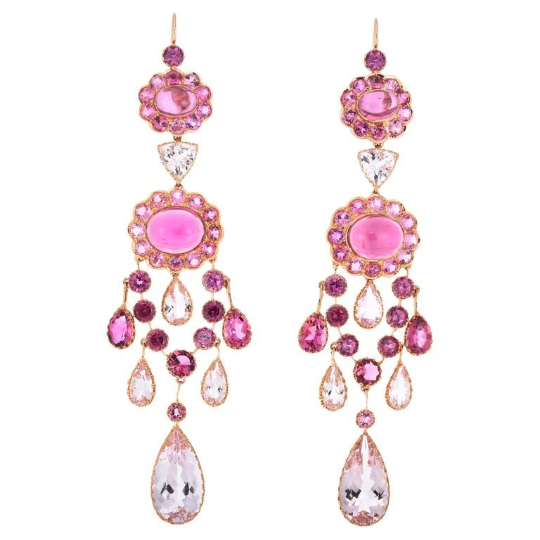 Cicada - Pink Tourmaline Chandelier Earrings