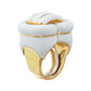 David Webb - 18k Gold White Enamel Buckle Ring