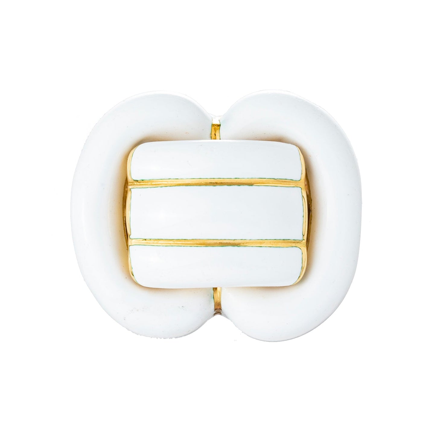 David Webb - 18k Gold White Enamel Buckle Ring