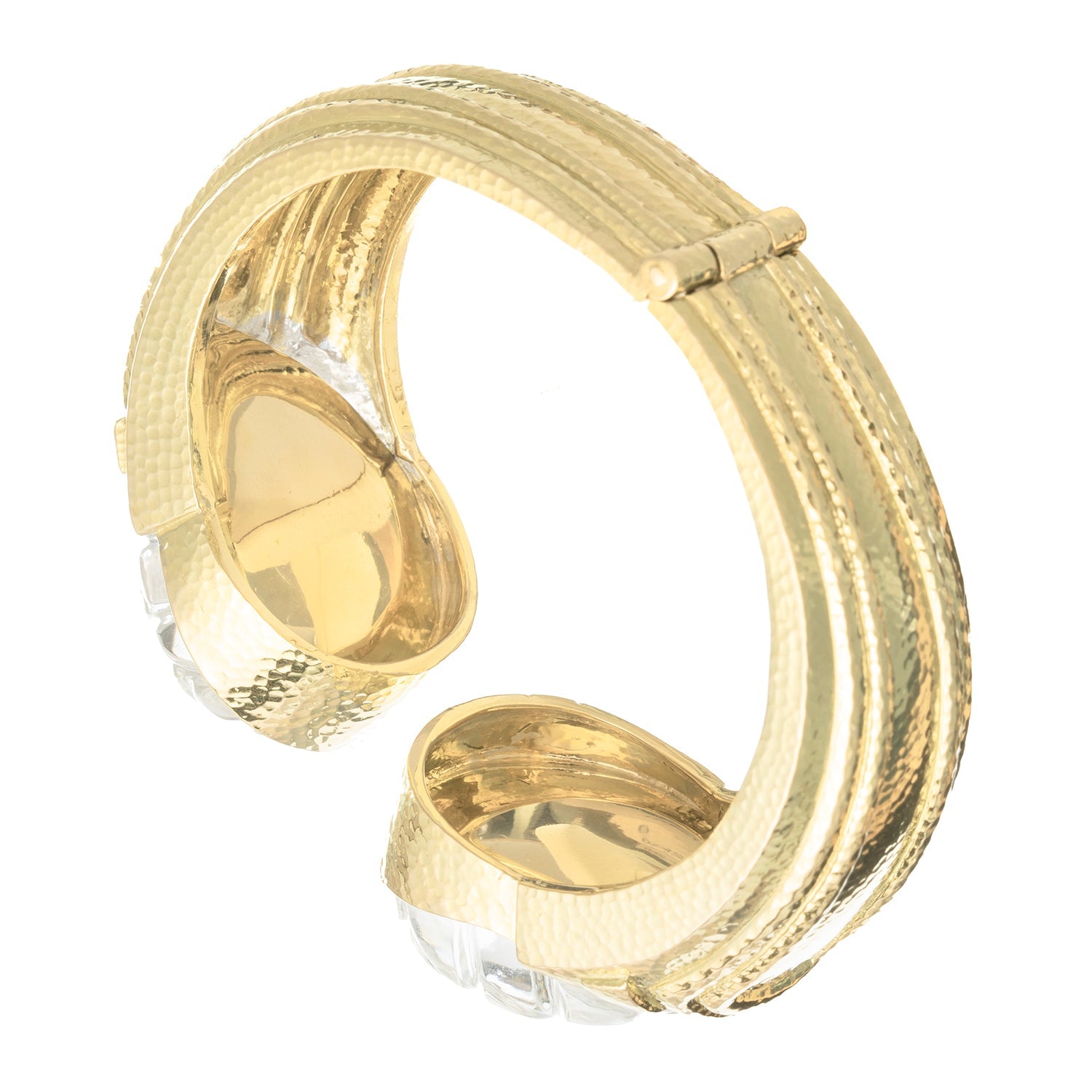 David Webb - 18k Yellow Gold Rock Crystal Pool Cuff Bracelet