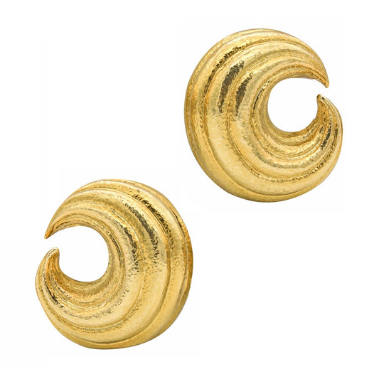 David Webb - 1970s 18k Yellow Gold Crescent Earrings