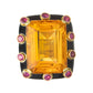 David Webb - Citrine Ruby Black Enamel Cocktail Ring