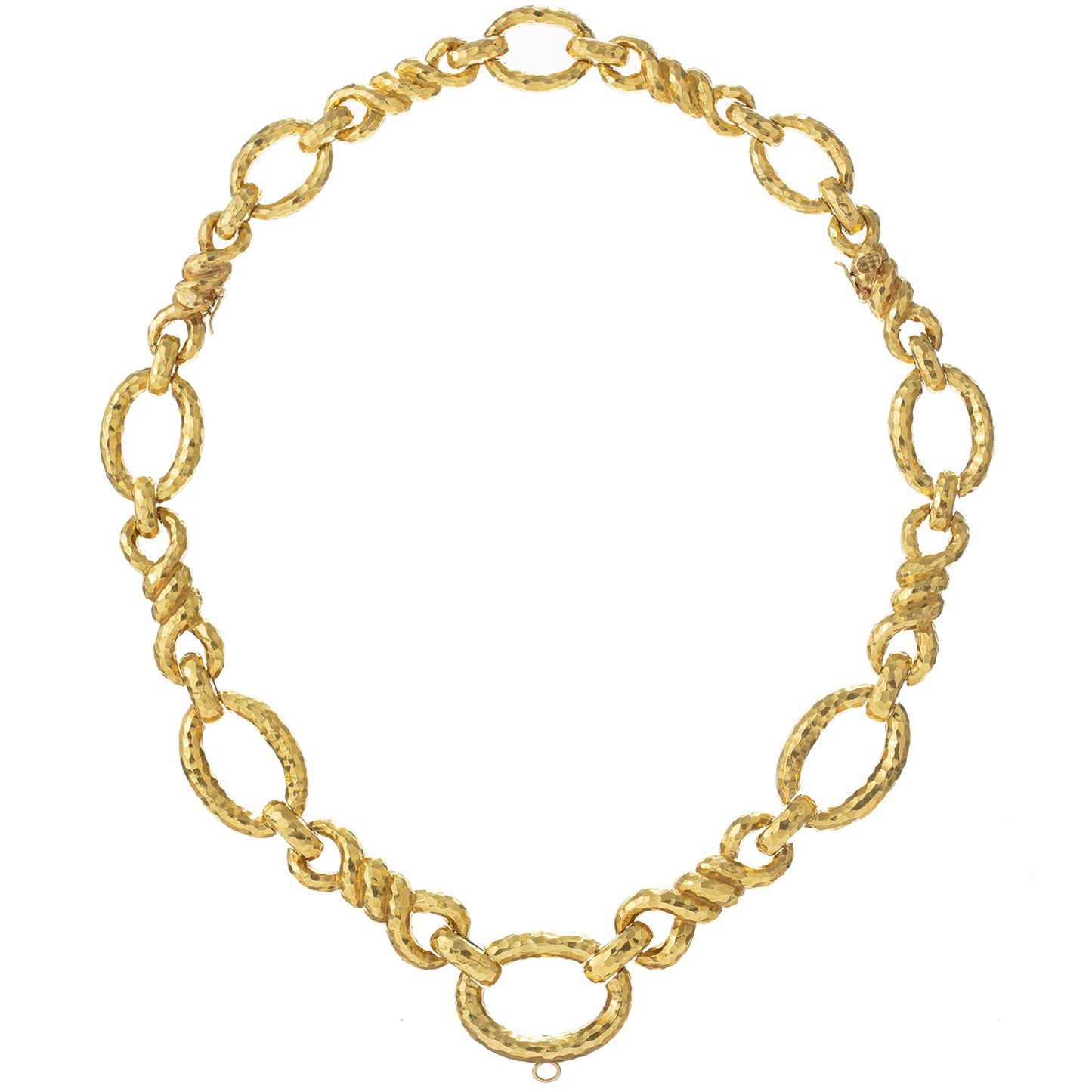 David Webb - Hammered 18k Yellow Gold Link Convertible Necklace