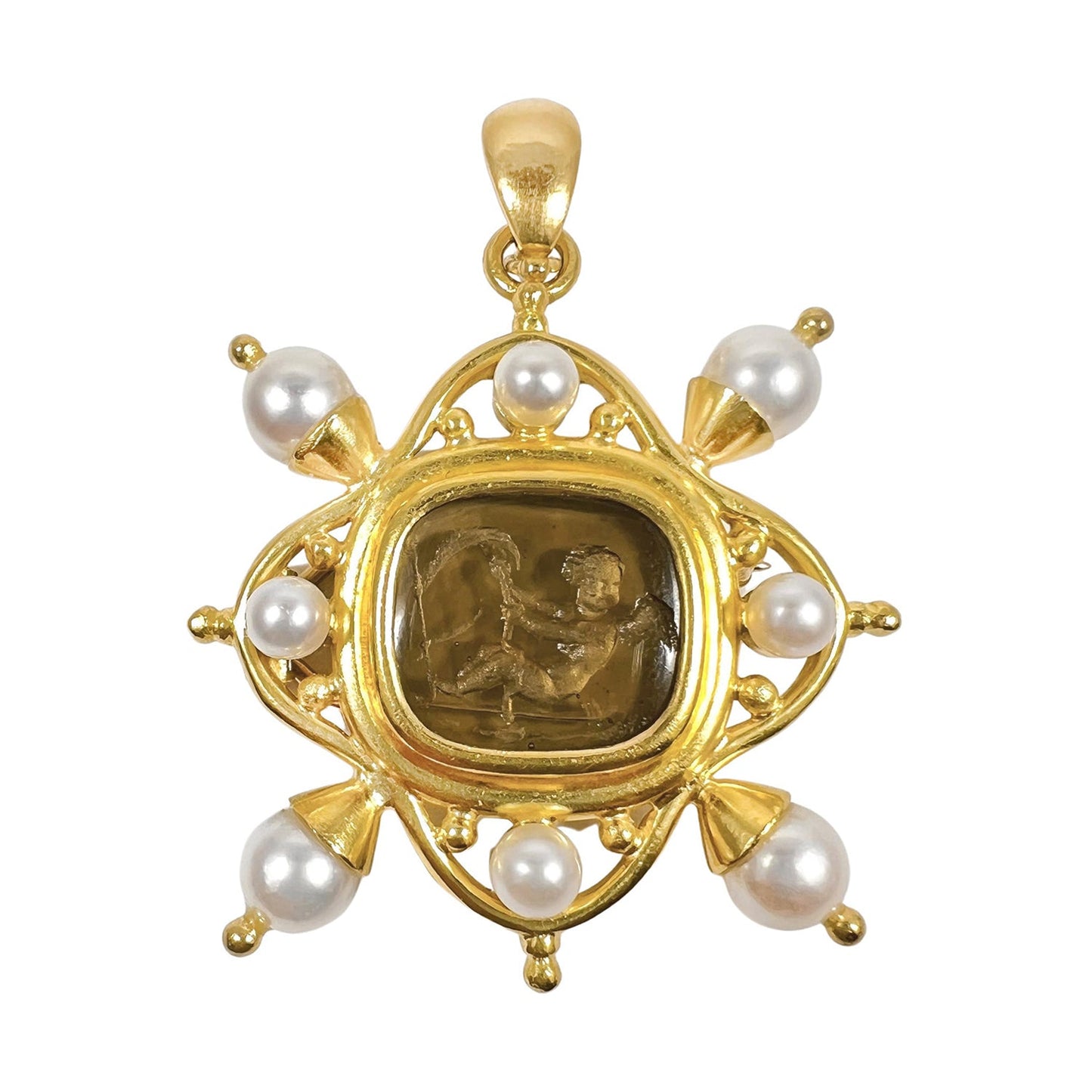 Elizabeth Locke - 19k Gold Venetian Glass Pearl Pendant Brooch