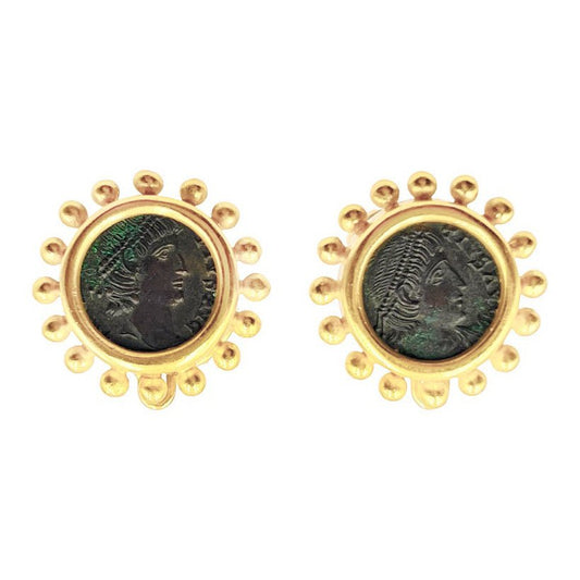 Elizabeth Locke - 19k Yellow Gold Ancient Bronze Coin Earrings