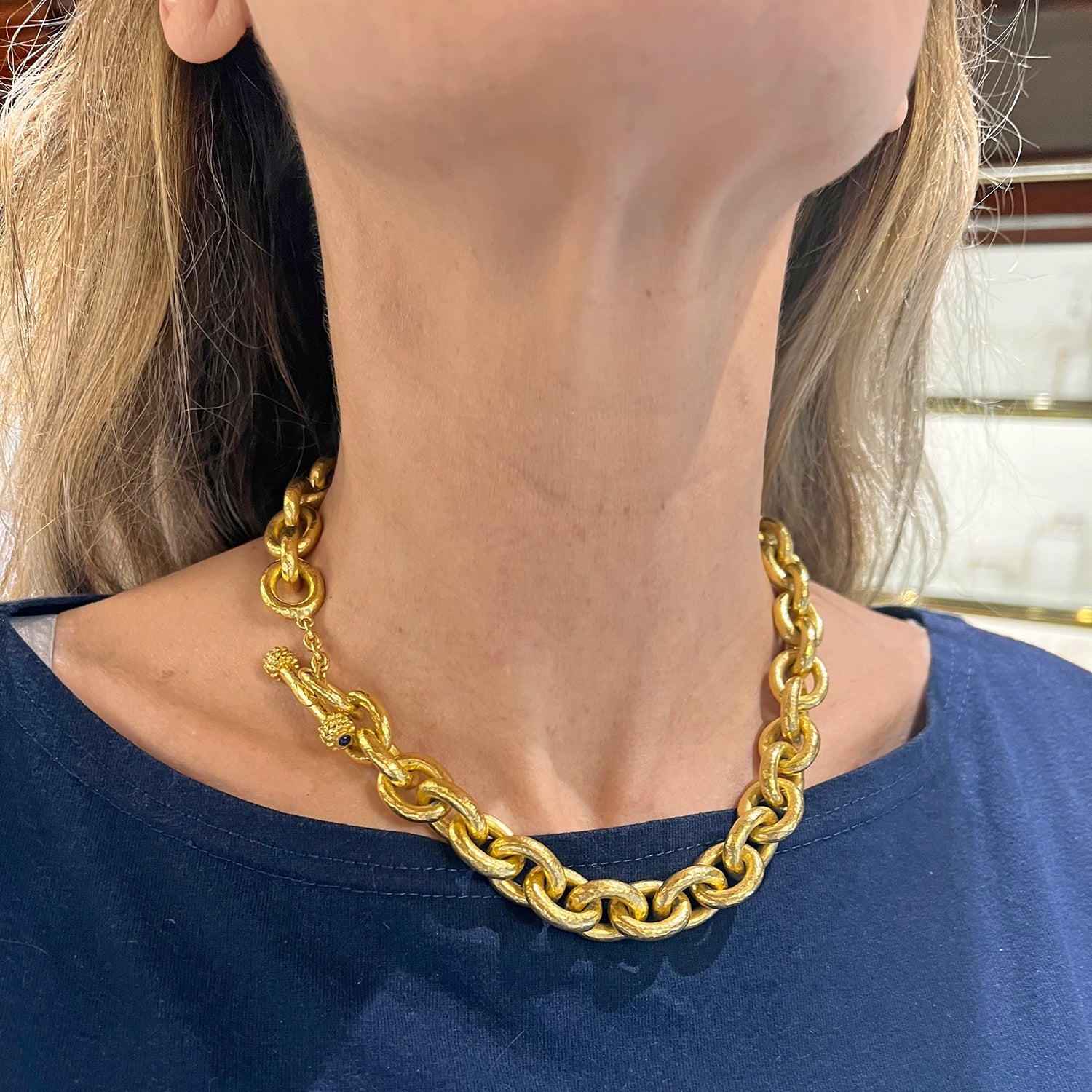 Elizabeth Locke - 19k Yellow Gold Heavy Oval Link Necklace