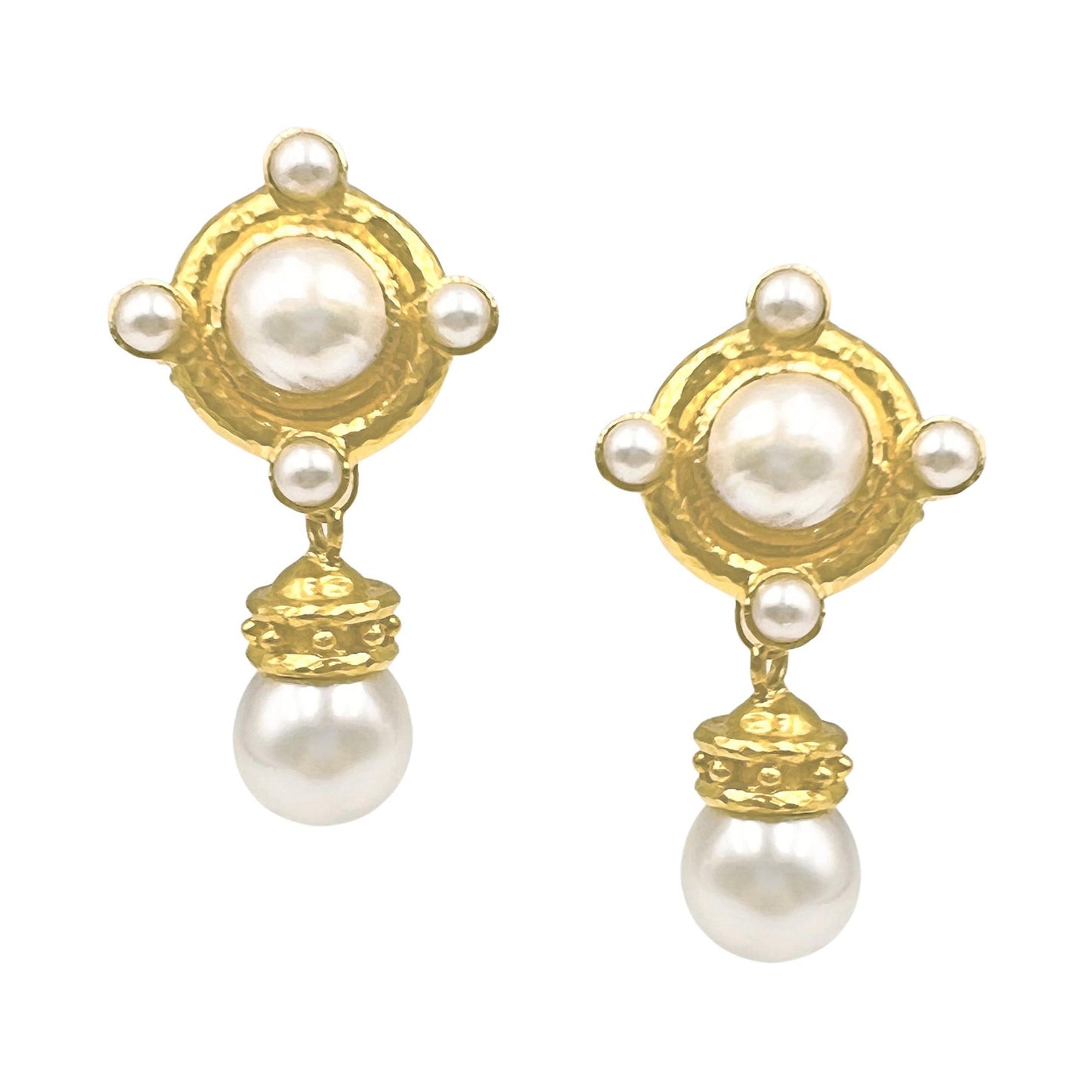 Elizabeth Locke - 19k Yellow Gold South Sea Pearl Pendant Earrings
