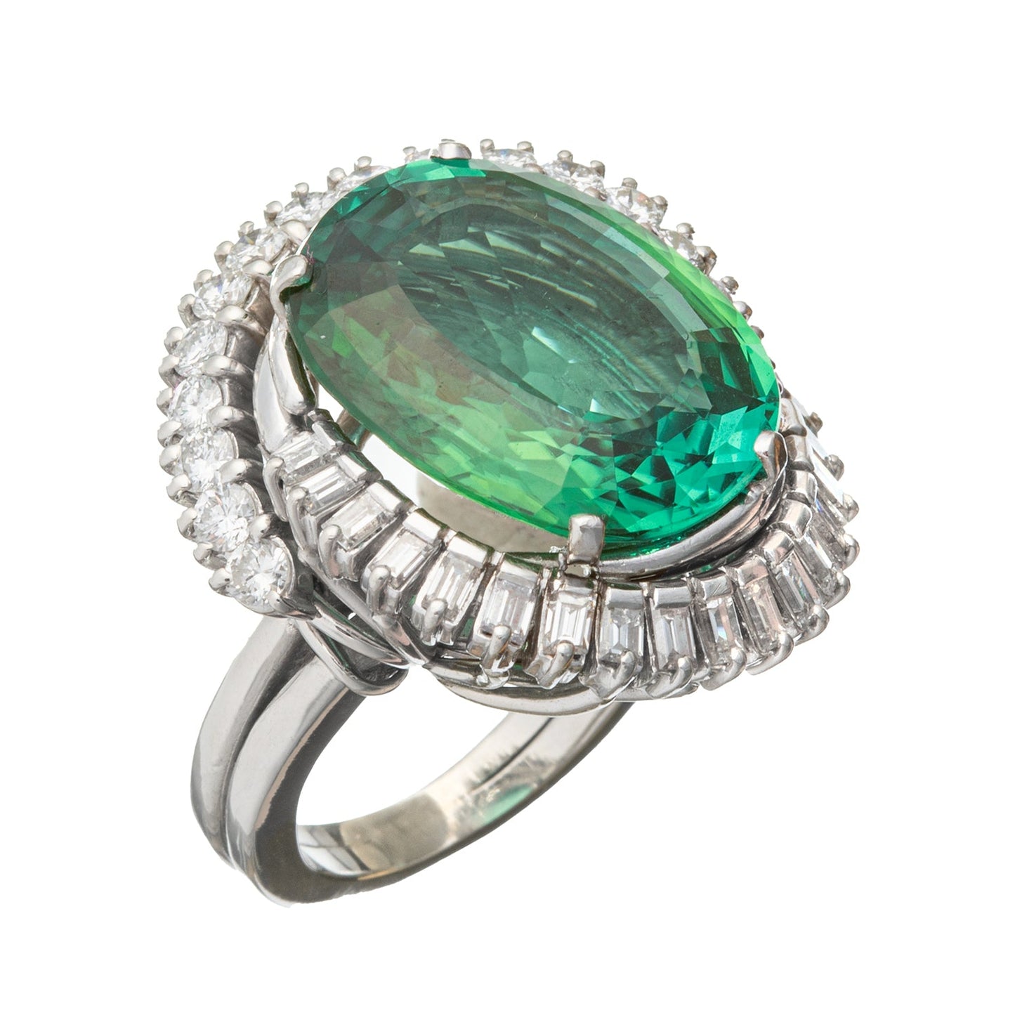 Estate Collection - 14ct Green Tourmaline Diamond Cocktail Ring