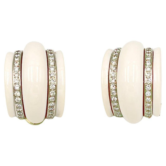 Estate Collection - 18k Gold Cocholong Diamond Clip Earrings